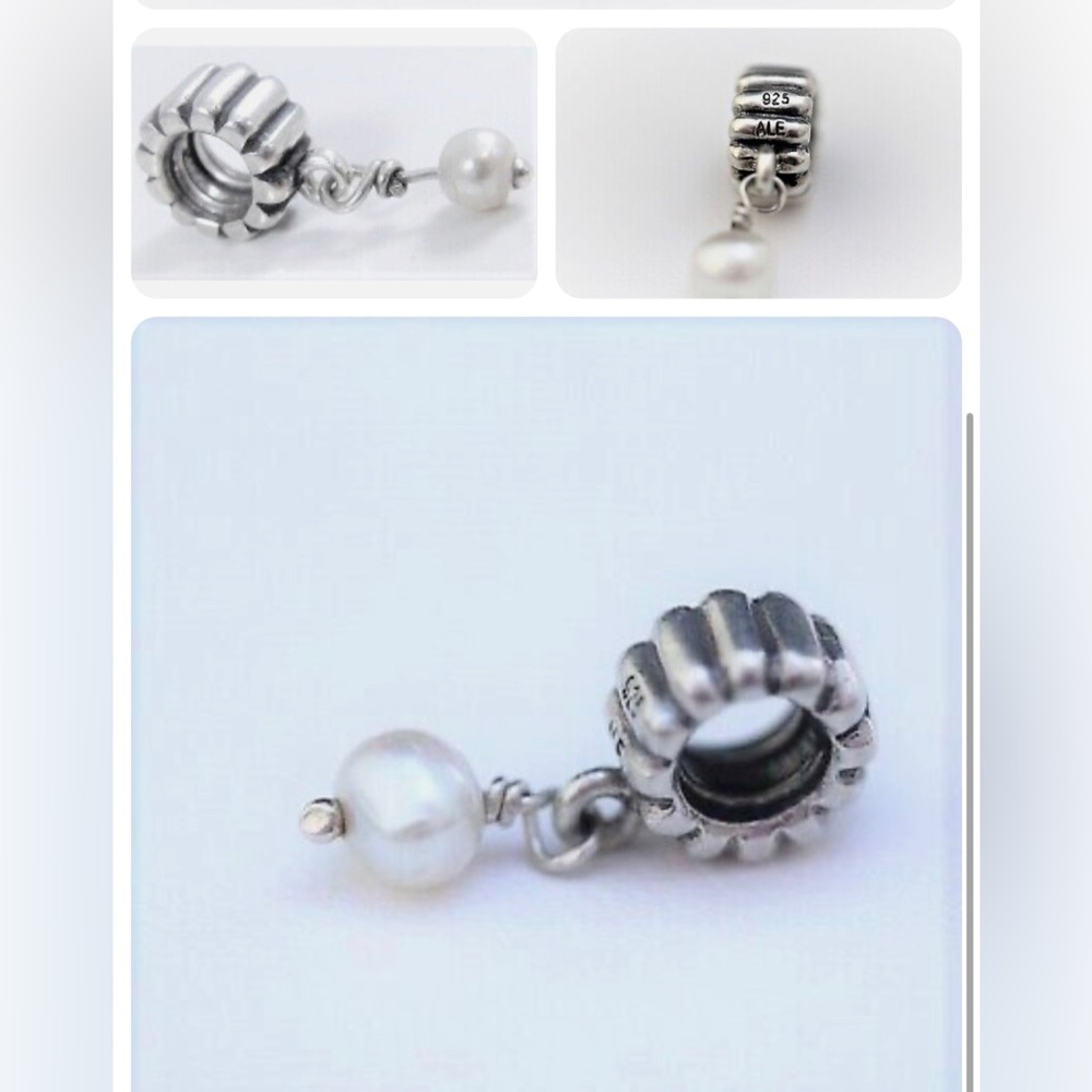 Retired Pandora June Birthstone Pearl Sterling Silver Dangle Bead